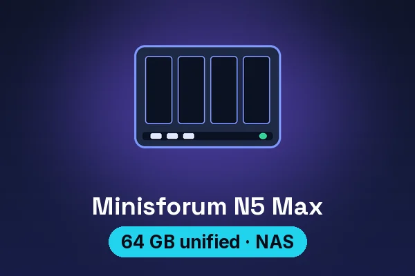 Minisforum N5 Max AI NAS — illustrated product card