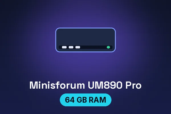 Minisforum UM890 Pro mini PC — illustrated product card
